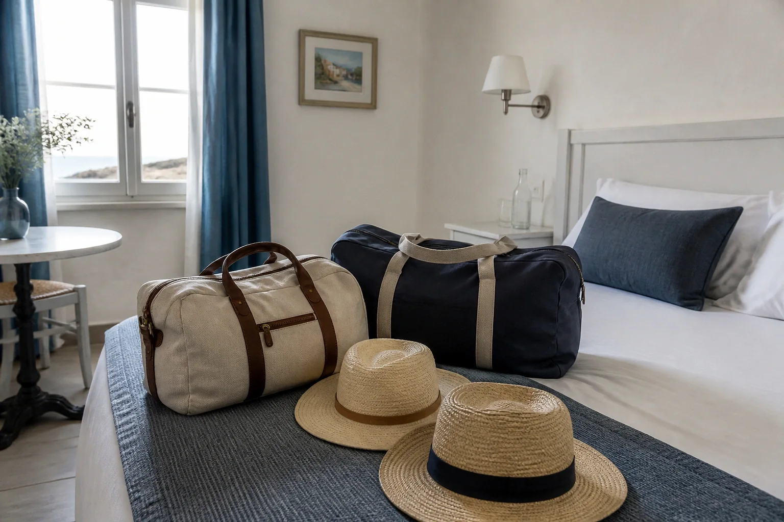 Bagages et hébergement pour un voyage de noces — illustration générée par IA