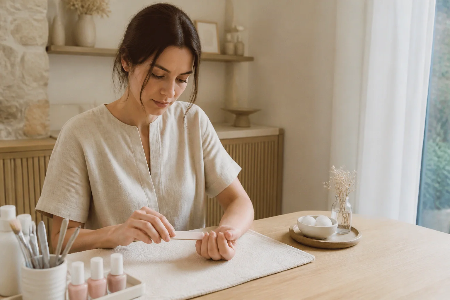 Préparation de soins esthétiques avant un mariage — illustration générée par IA