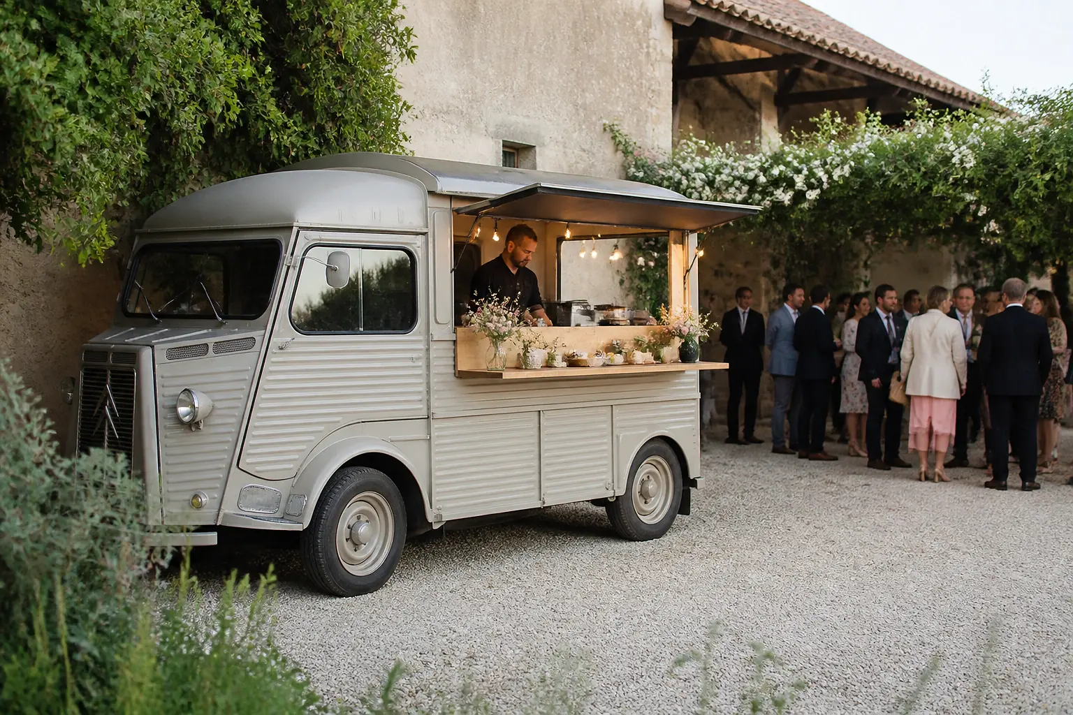 Service mobile de restauration pour une réception — illustration générée par IA