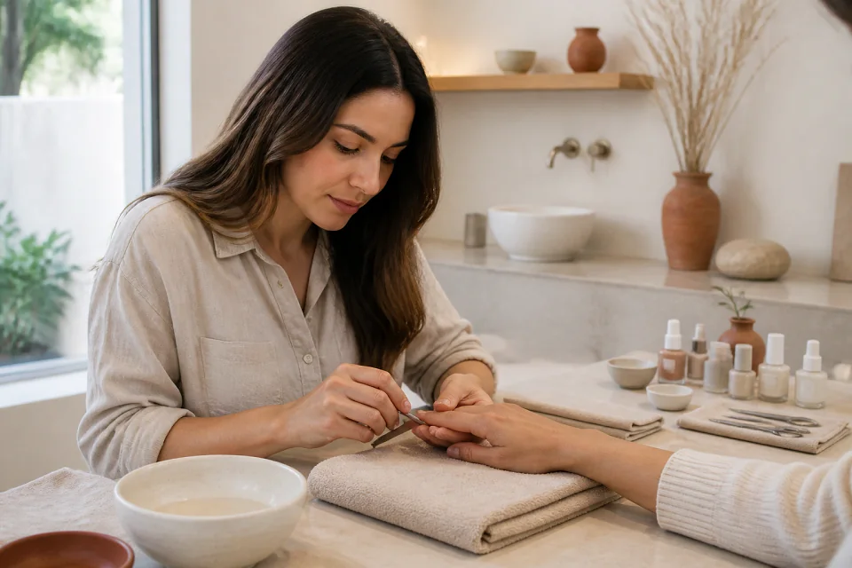 Préparation de soins esthétiques avant un mariage — illustration générée par IA