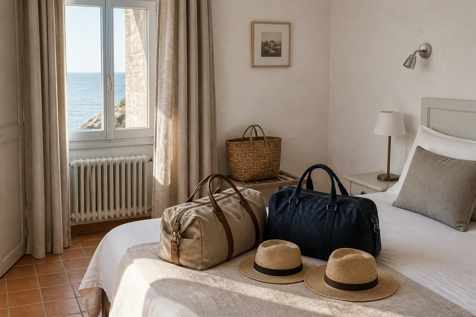 Bagages et hébergement pour un voyage de noces — illustration générée par IA
