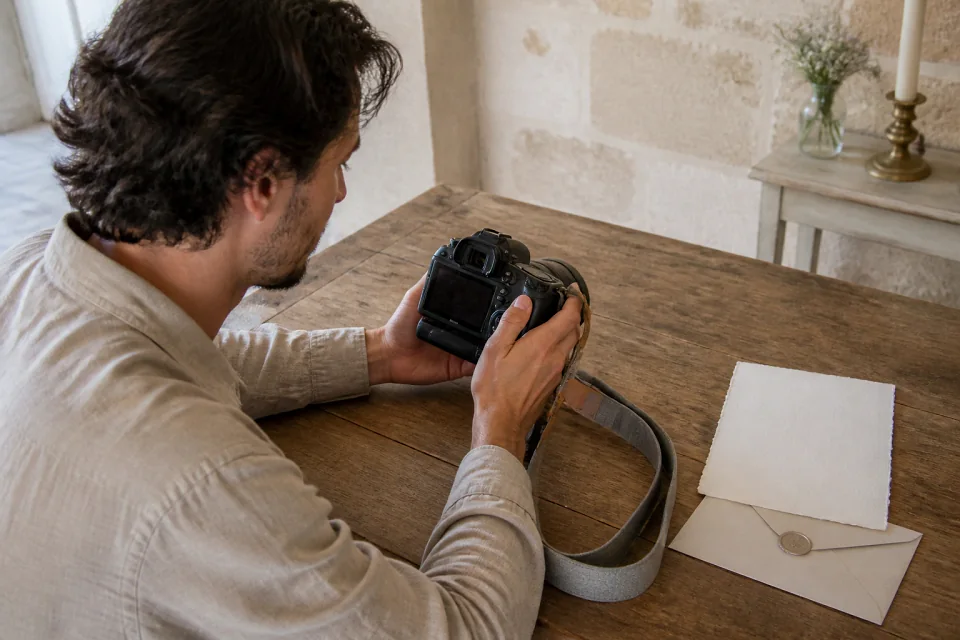 Appareil photo et accessoires de reportage de mariage — illustration générée par IA