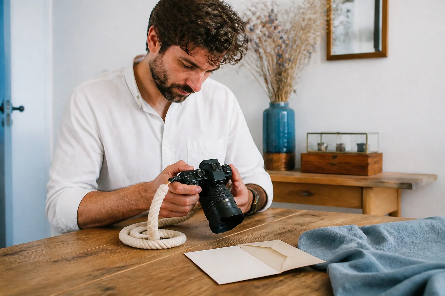 Appareil photo et accessoires de reportage de mariage — illustration générée par IA