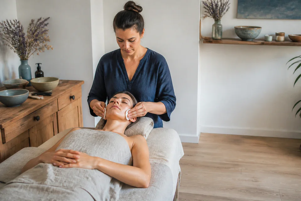 Préparation de soins esthétiques avant un mariage — illustration générée par IA