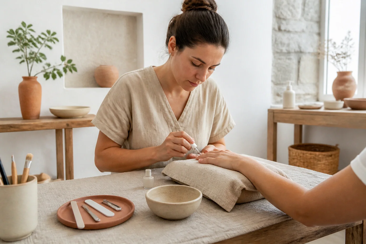 Préparation de soins esthétiques avant un mariage — illustration générée par IA