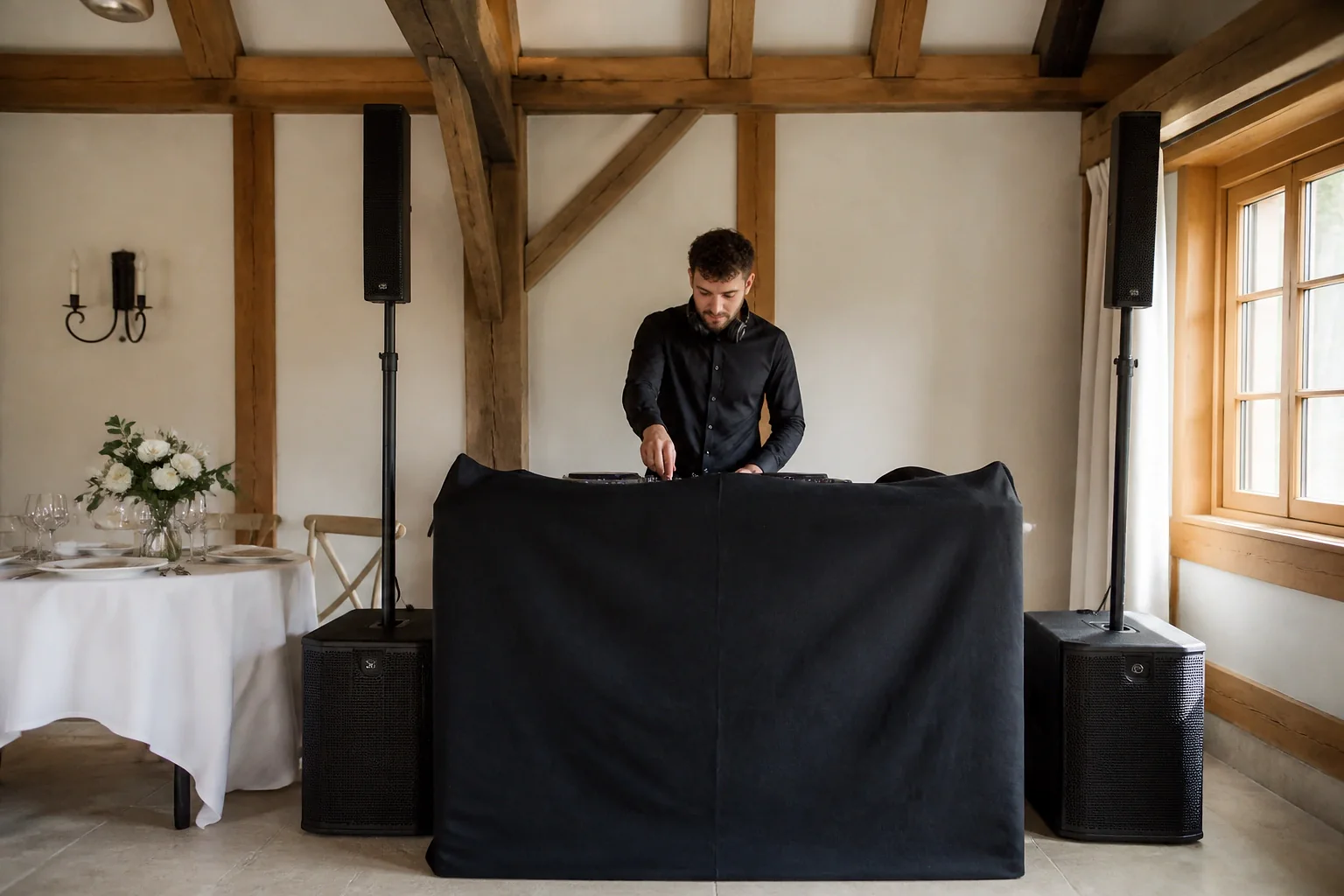Préparation musicale d’une soirée de mariage — illustration générée par IA
