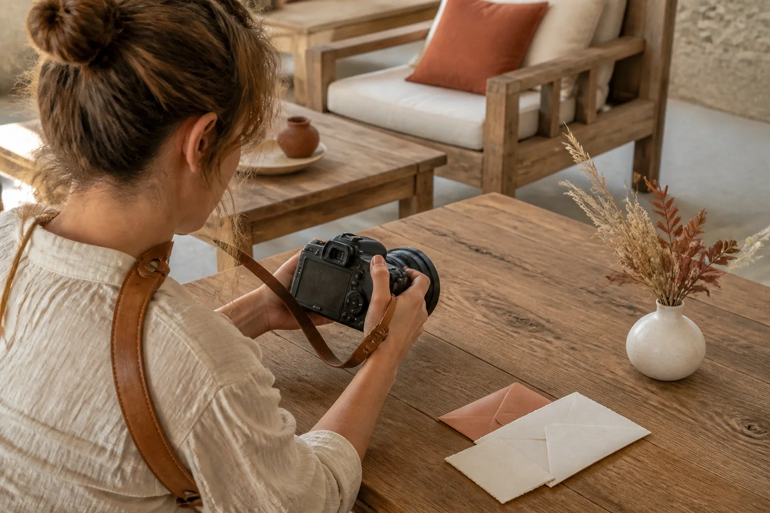 Appareil photo et accessoires de reportage de mariage — illustration générée par IA