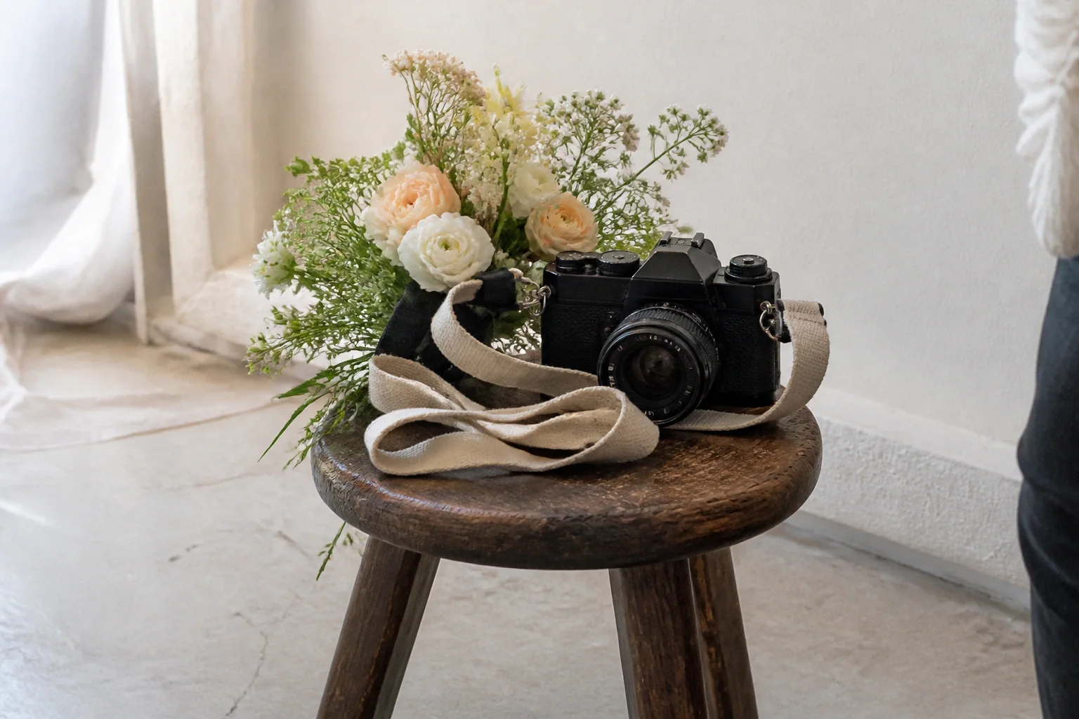 Appareil photo et accessoires de reportage de mariage — illustration générée par IA