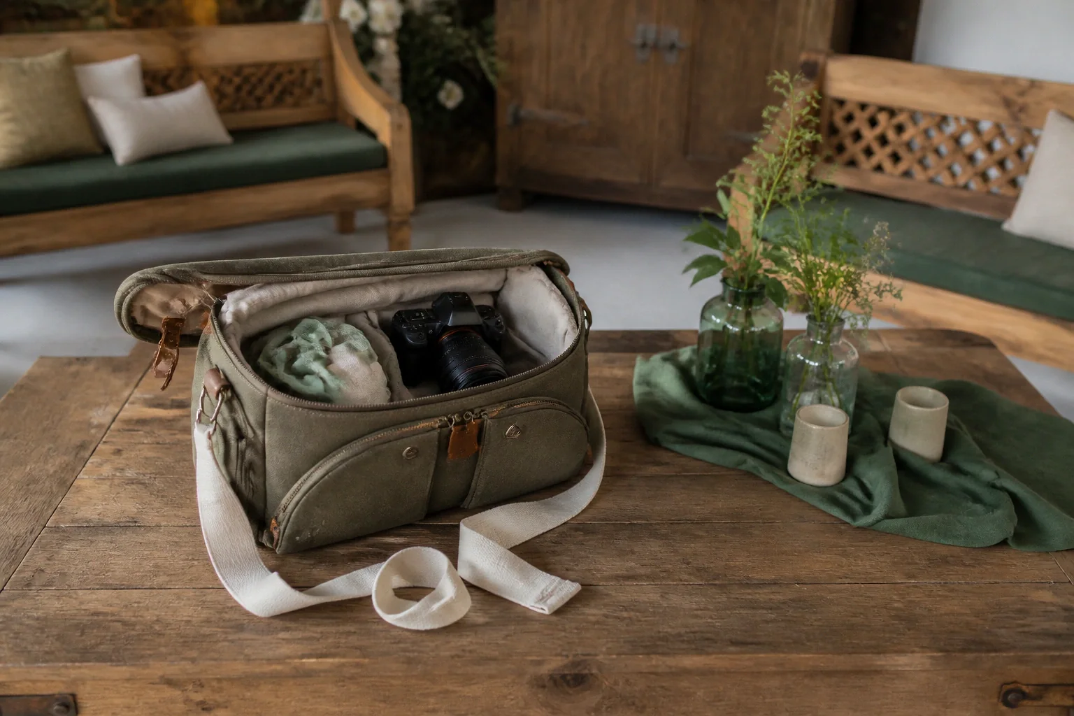 Appareil photo et accessoires de reportage de mariage — illustration générée par IA