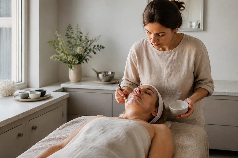 Préparation de soins esthétiques avant un mariage — illustration générée par IA