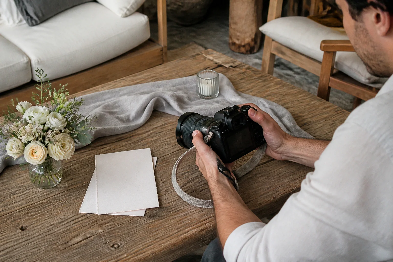Appareil photo et accessoires de reportage de mariage — illustration générée par IA
