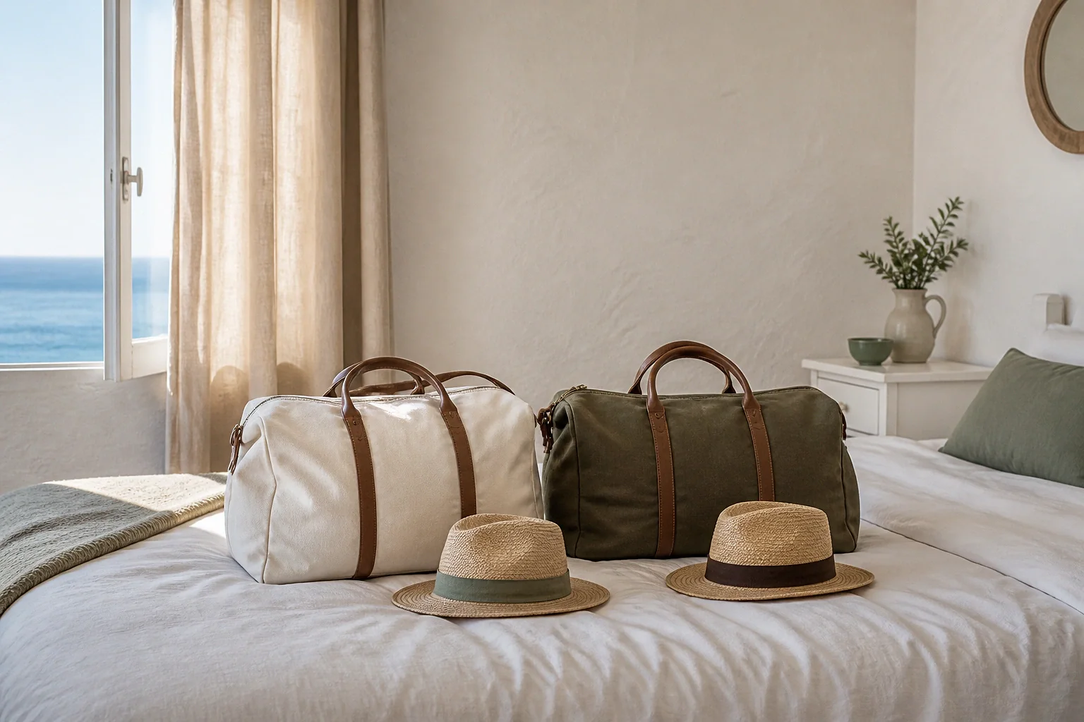 Bagages et hébergement pour un voyage de noces — illustration générée par IA
