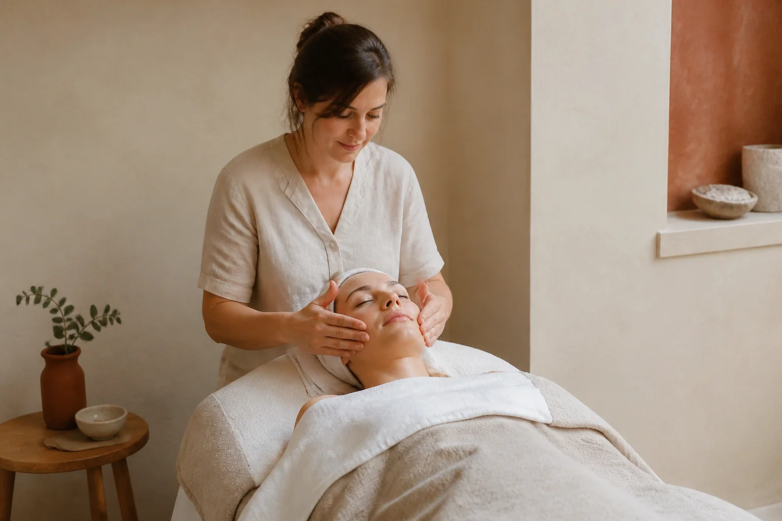 Préparation de soins esthétiques avant un mariage — illustration générée par IA
