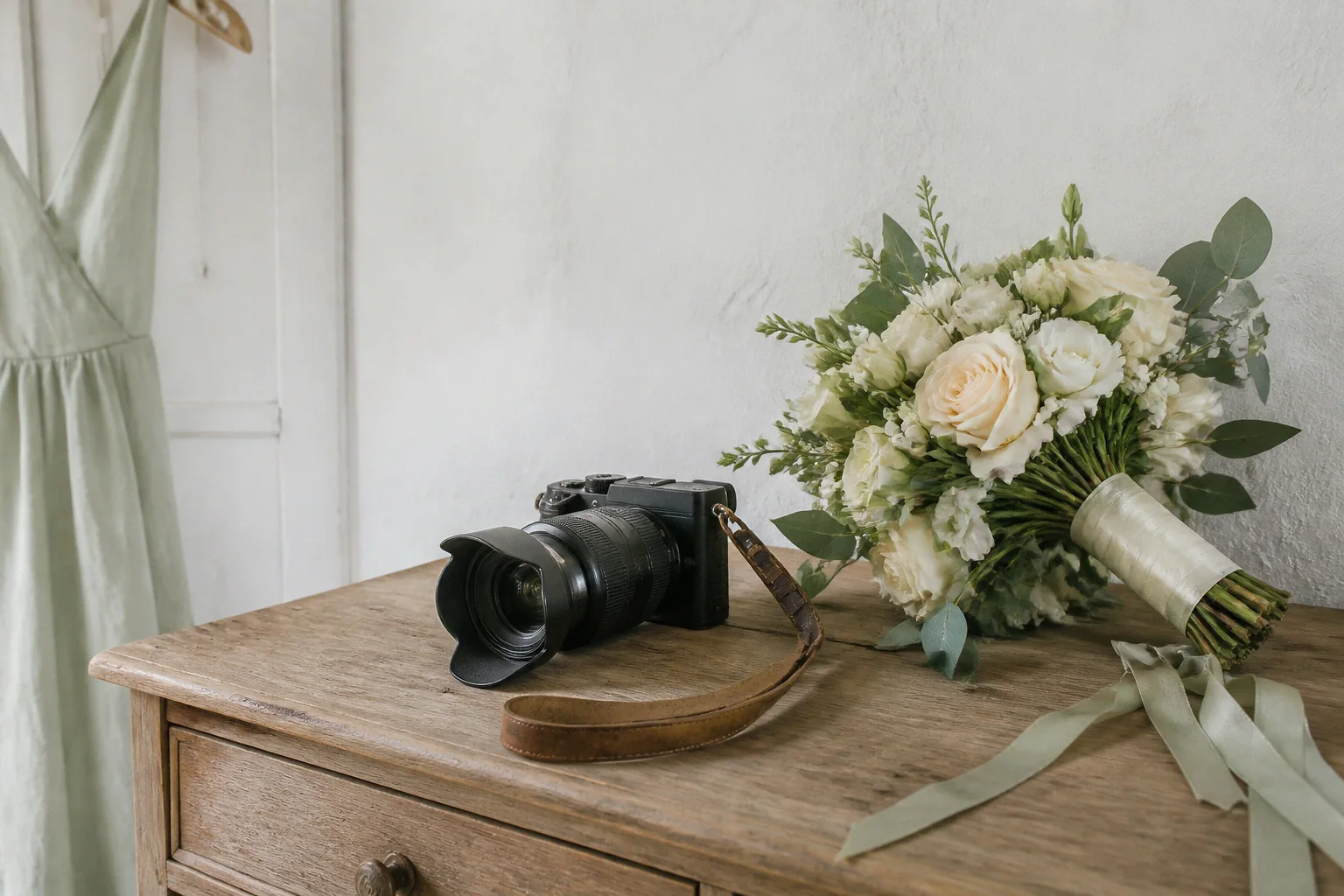 Appareil photo et accessoires de reportage de mariage — illustration générée par IA