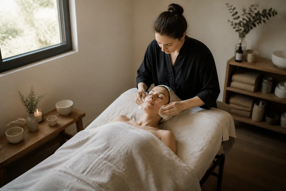 Préparation de soins esthétiques avant un mariage — illustration générée par IA