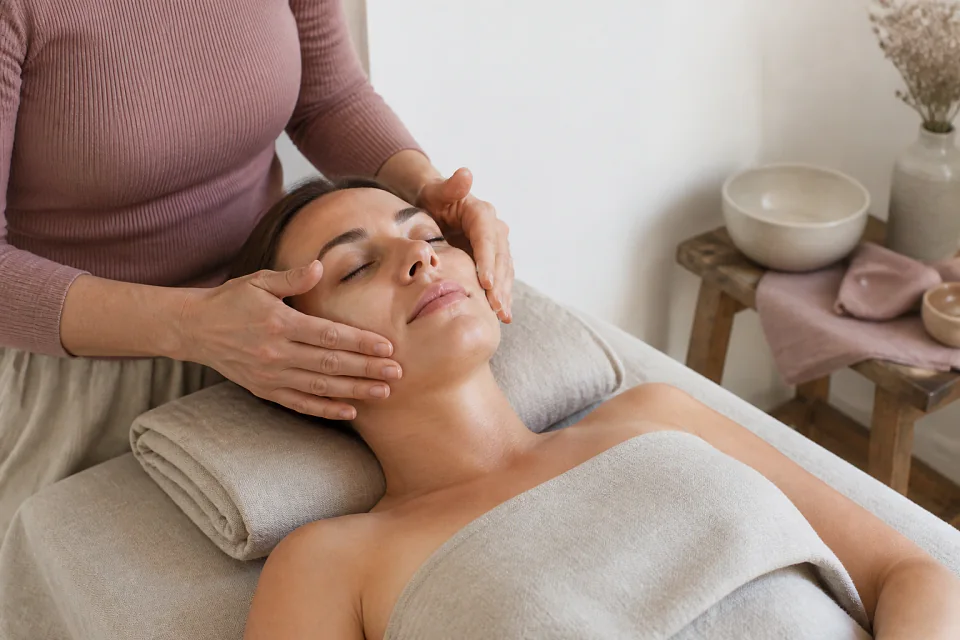 Préparation de soins esthétiques avant un mariage — illustration générée par IA