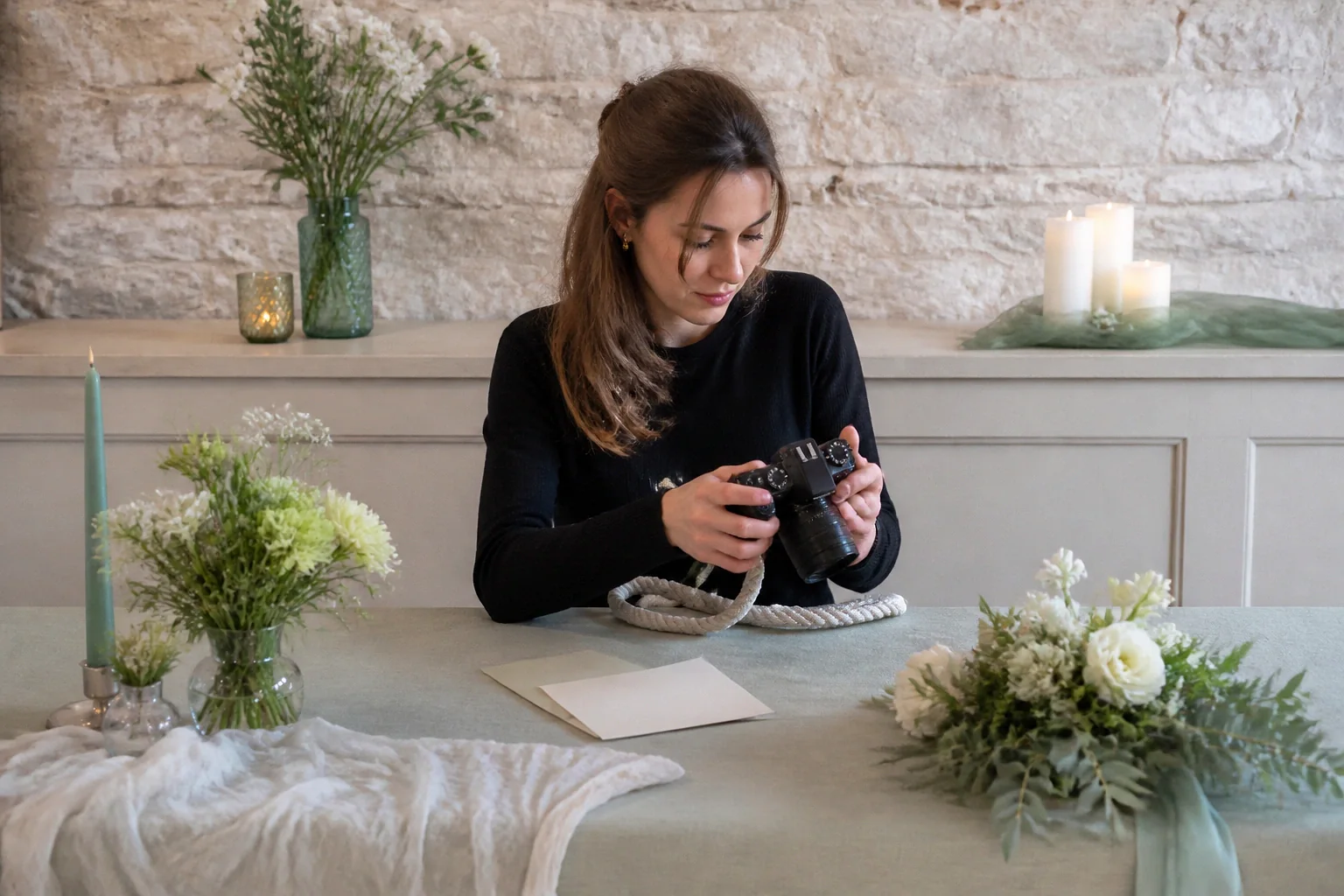 Appareil photo et accessoires de reportage de mariage — illustration générée par IA