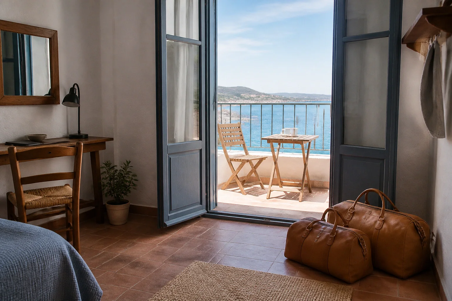 Bagages et hébergement pour un voyage de noces — illustration générée par IA