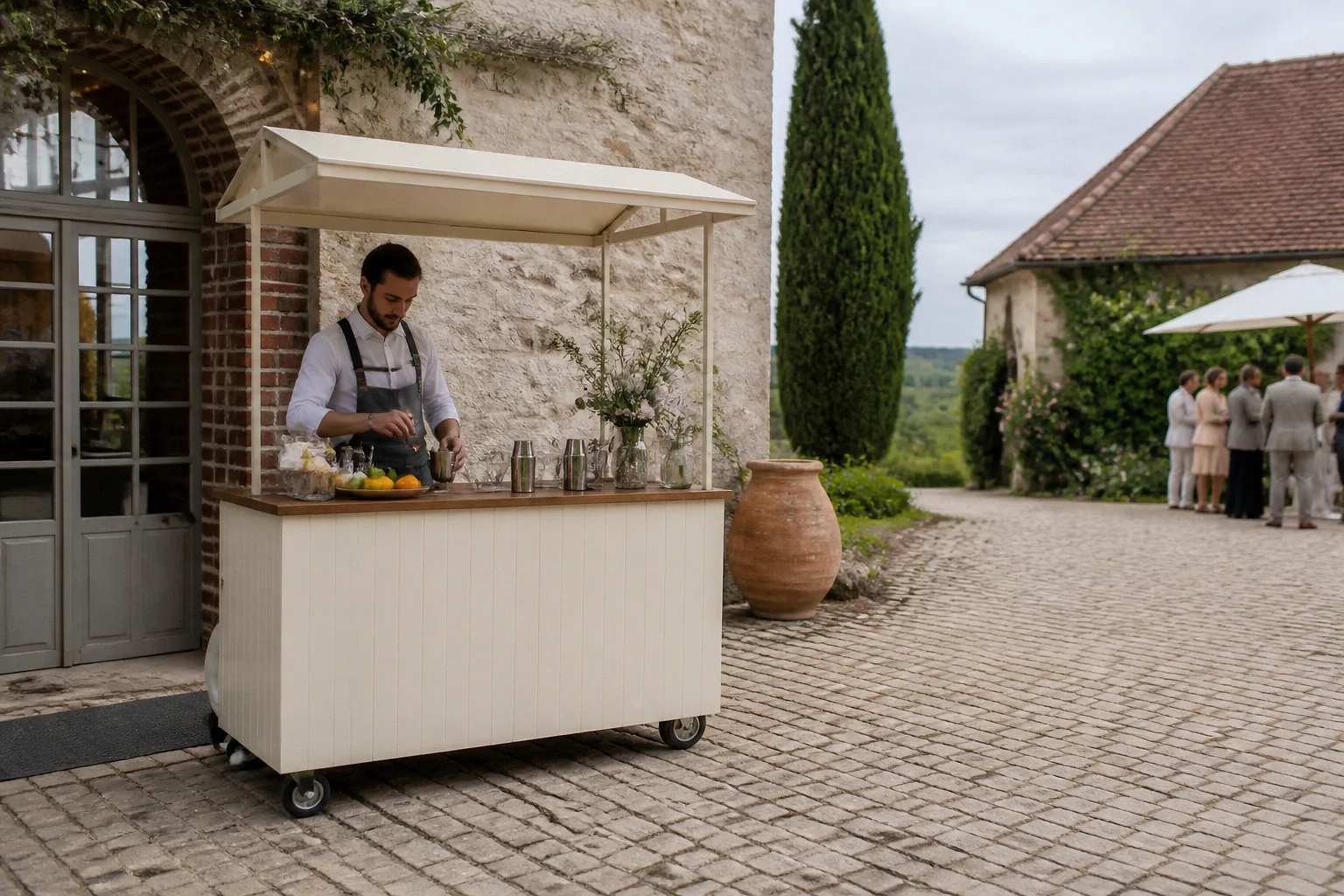 Service mobile de restauration pour une réception — illustration générée par IA