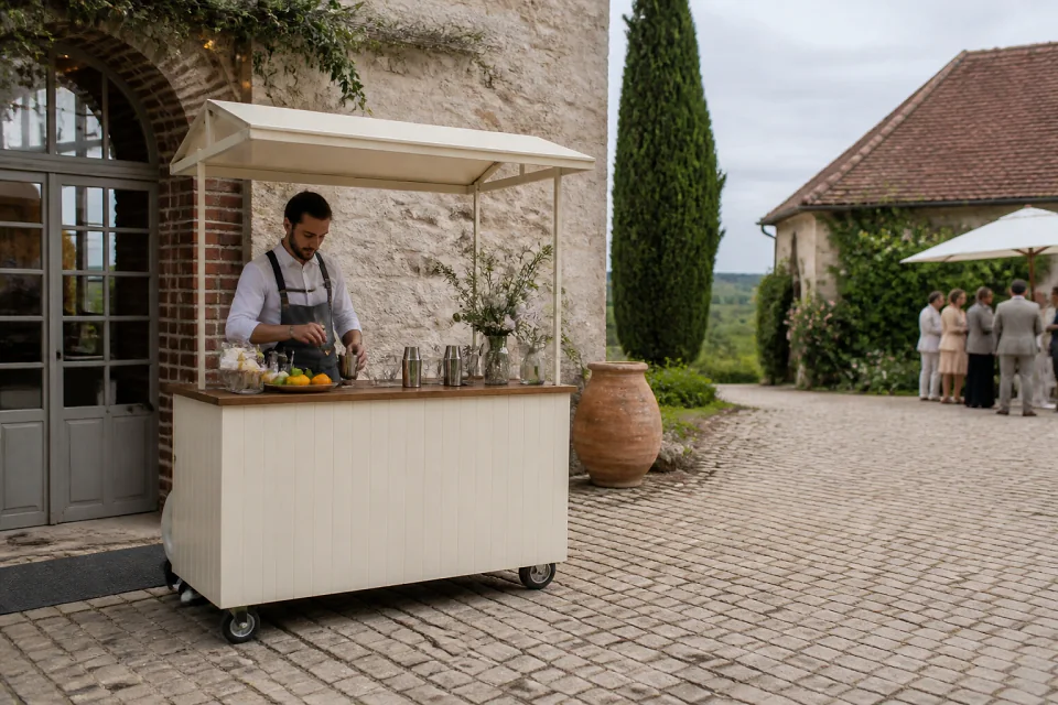 Service mobile de restauration pour une réception — illustration générée par IA