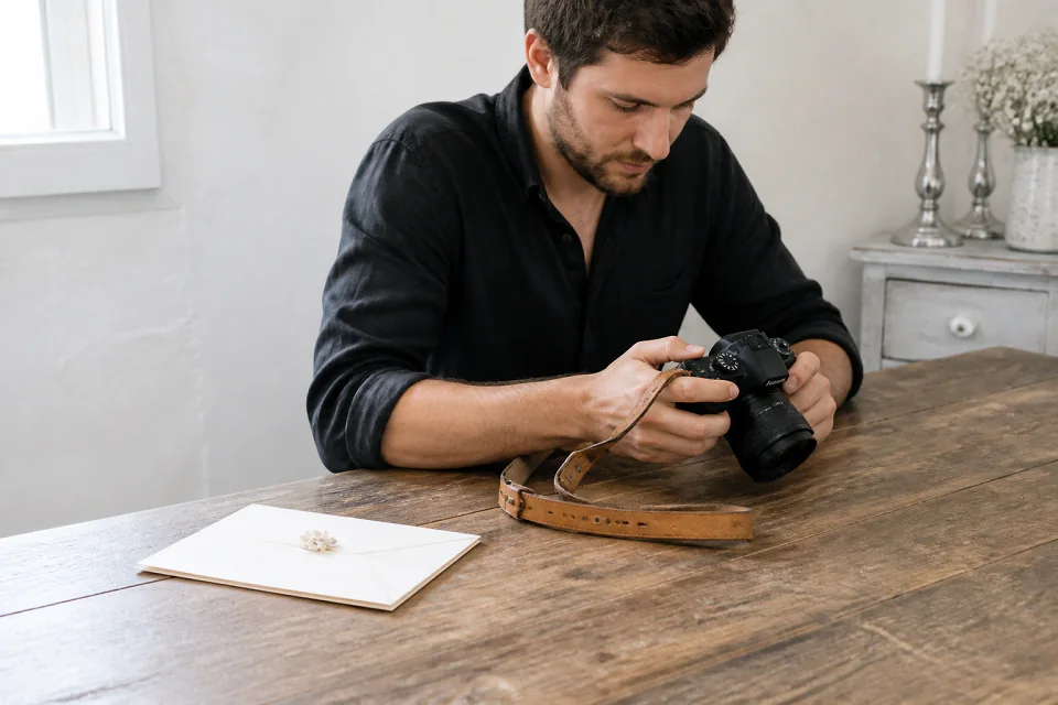 Appareil photo et accessoires de reportage de mariage — illustration générée par IA