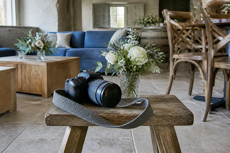 Appareil photo et accessoires de reportage de mariage — illustration générée par IA