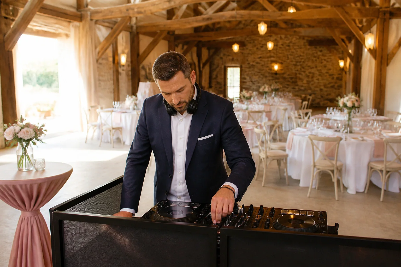 Préparation musicale d’une soirée de mariage — illustration générée par IA