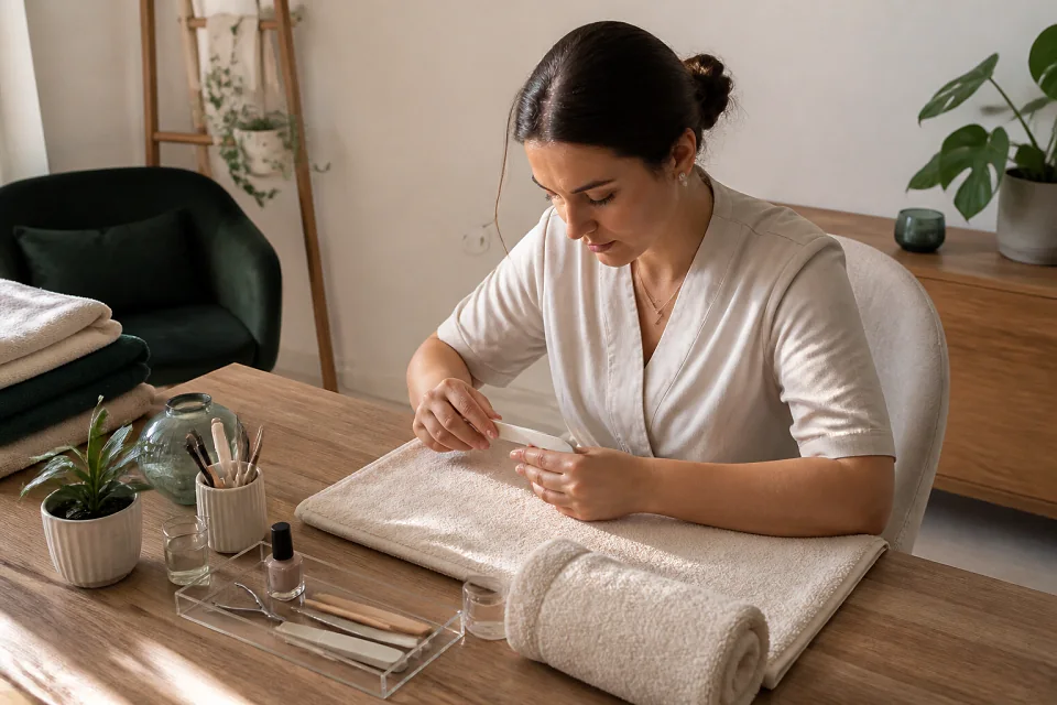 Préparation de soins esthétiques avant un mariage — illustration générée par IA
