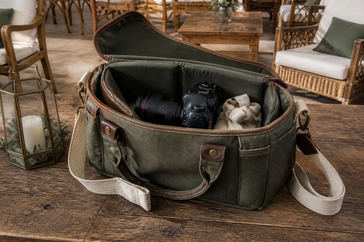 Appareil photo et accessoires de reportage de mariage — illustration générée par IA
