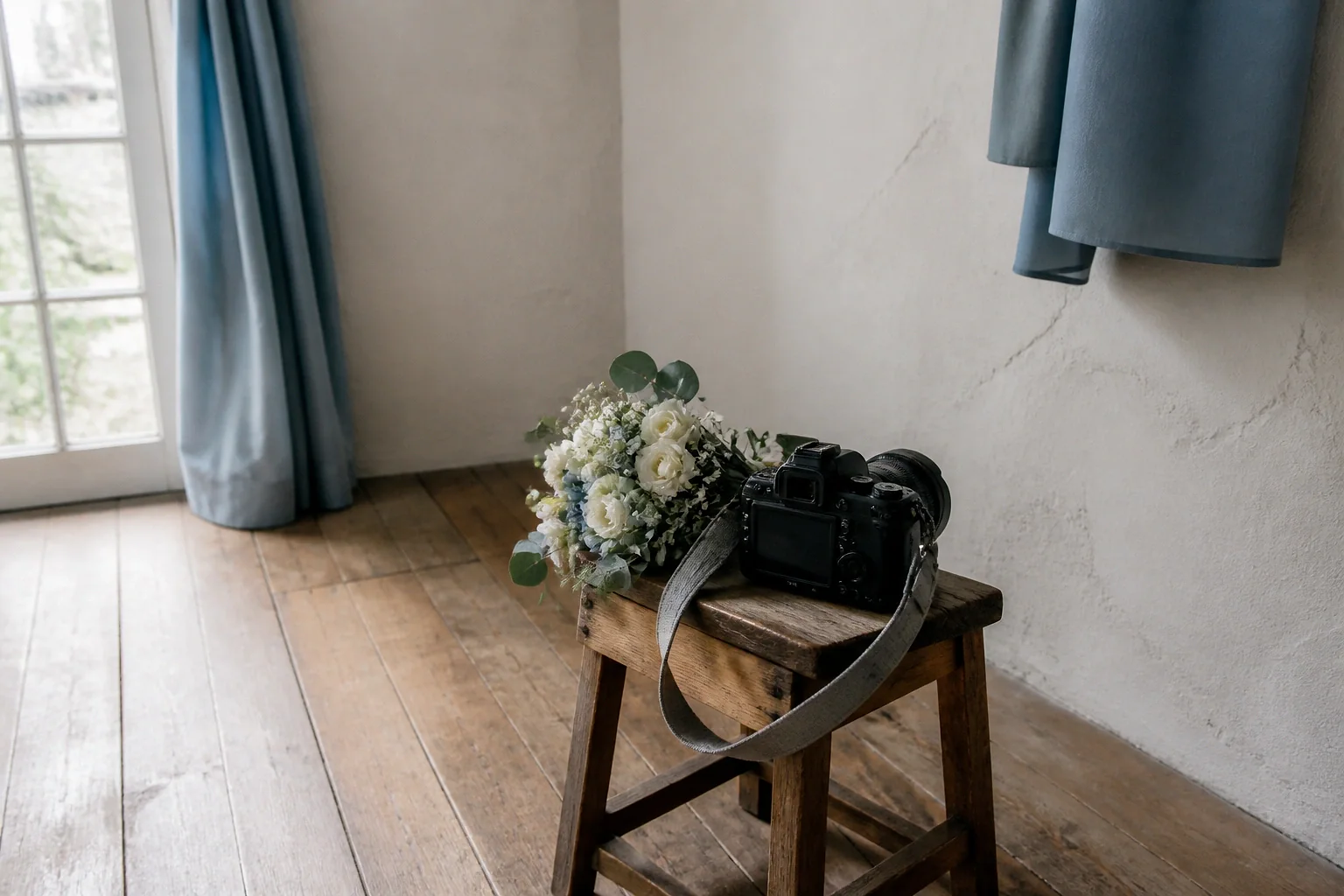 Appareil photo et accessoires de reportage de mariage — illustration générée par IA