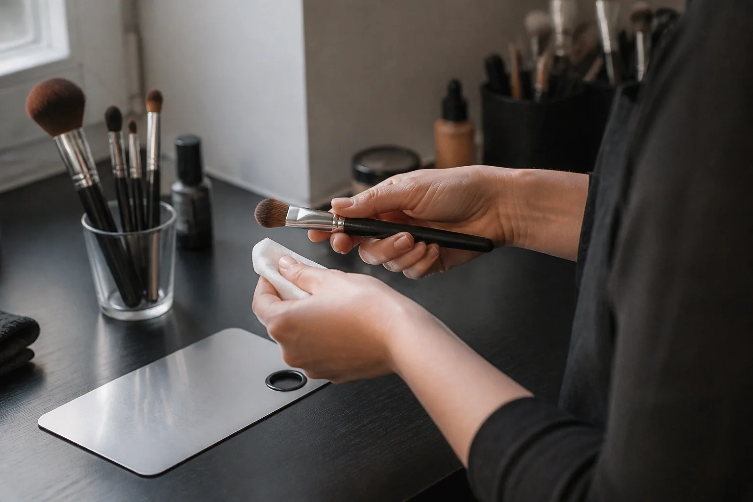 Préparation d’un maquillage de mariage — illustration générée par IA