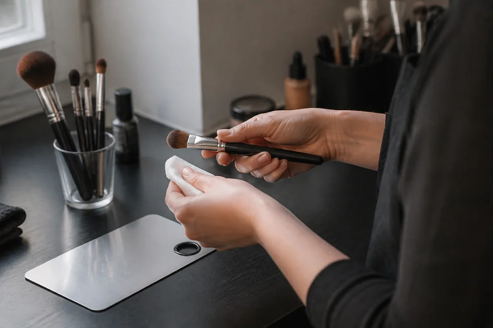 Préparation d’un maquillage de mariage — illustration générée par IA
