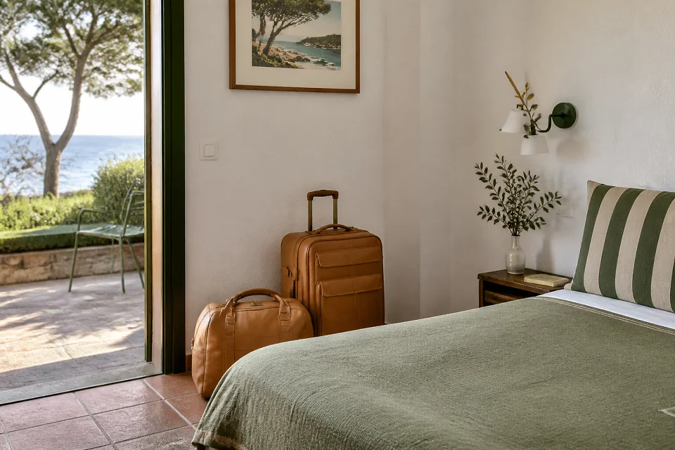 Bagages et hébergement pour un voyage de noces — illustration générée par IA