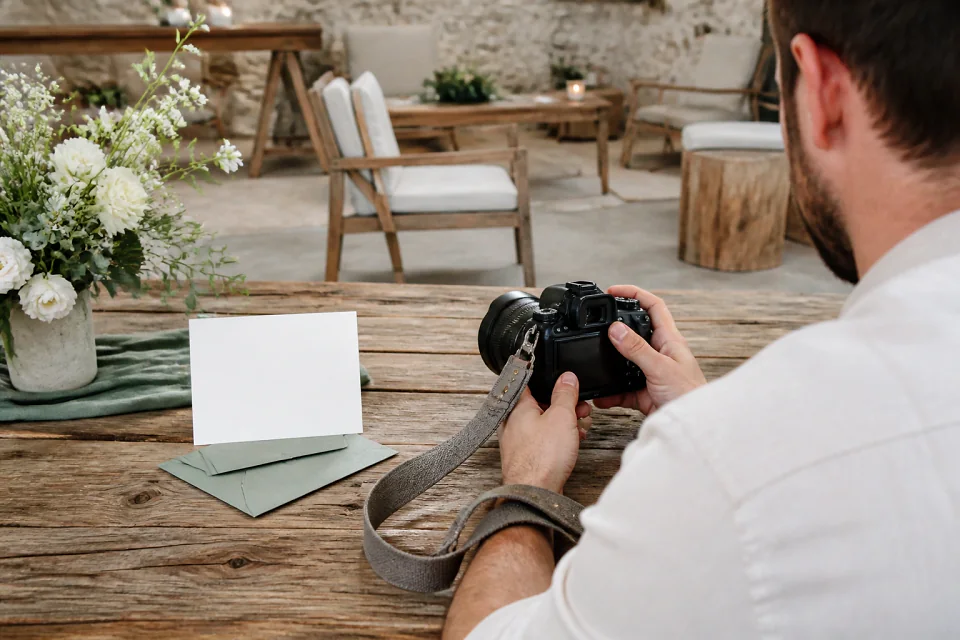 Appareil photo et accessoires de reportage de mariage — illustration générée par IA