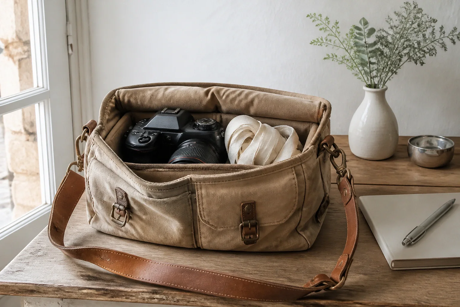 Appareil photo et accessoires de reportage de mariage — illustration générée par IA