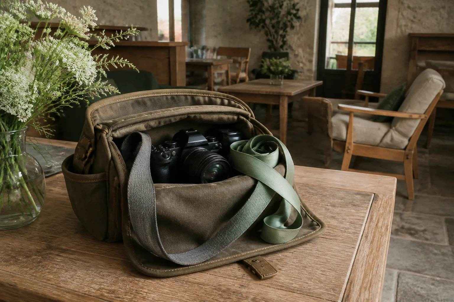 Appareil photo et accessoires de reportage de mariage — illustration générée par IA