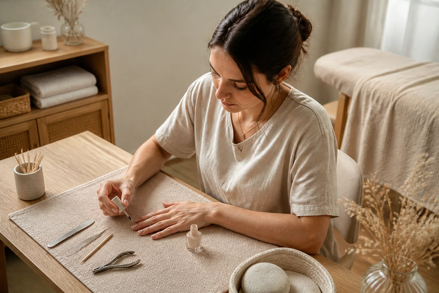 Préparation de soins esthétiques avant un mariage — illustration générée par IA