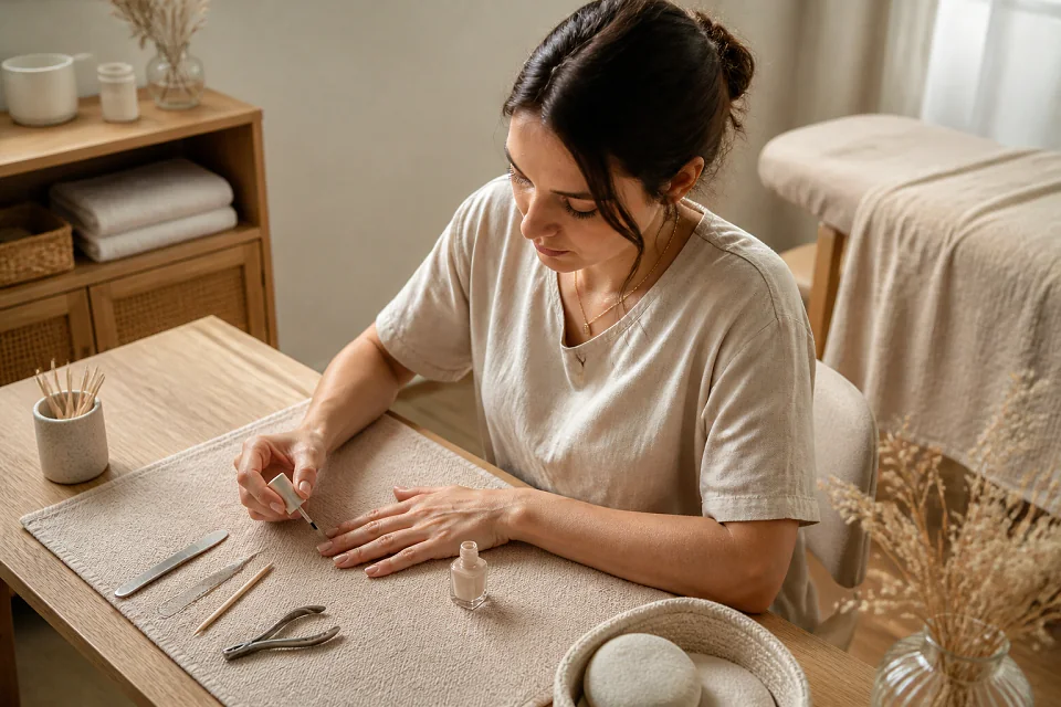 Préparation de soins esthétiques avant un mariage — illustration générée par IA