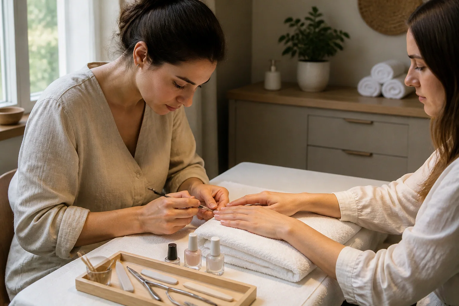 Préparation de soins esthétiques avant un mariage — illustration générée par IA