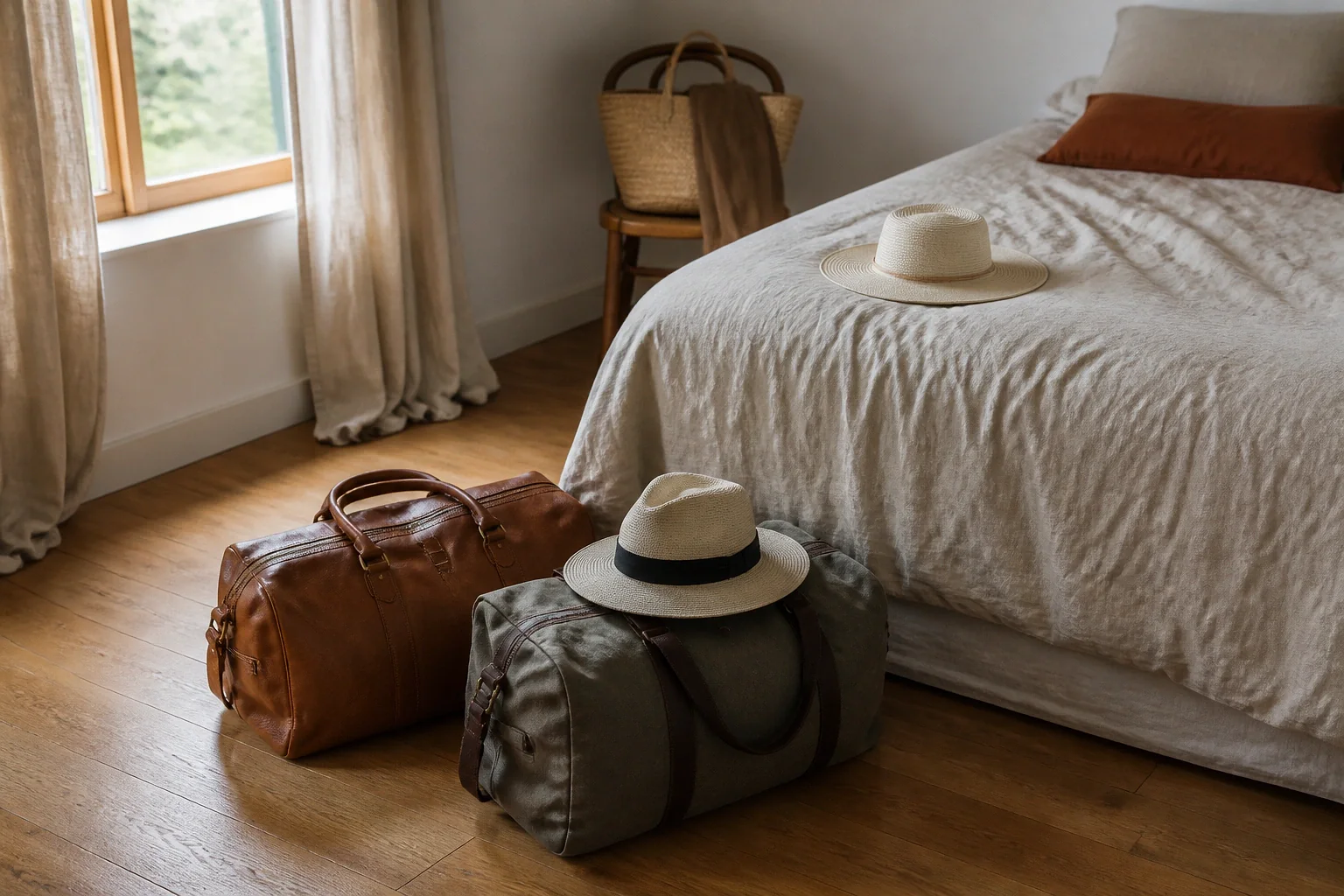Bagages et hébergement pour un voyage de noces — illustration générée par IA