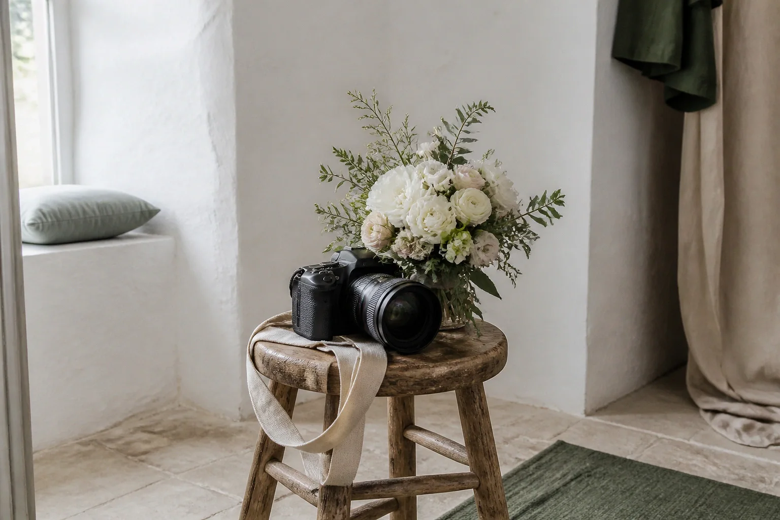 Appareil photo et accessoires de reportage de mariage — illustration générée par IA