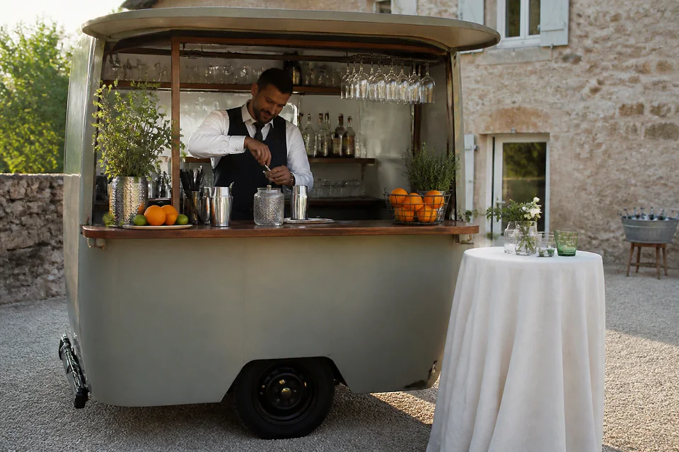 Service mobile de restauration pour une réception — illustration générée par IA
