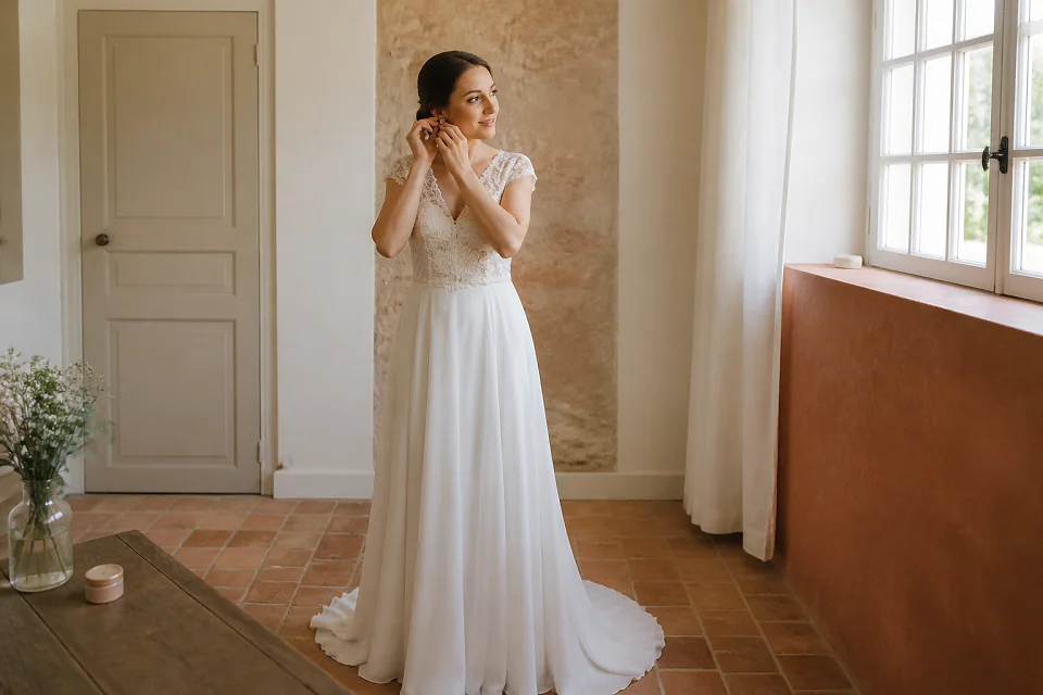 Préparation d’un maquillage de mariage — illustration générée par IA