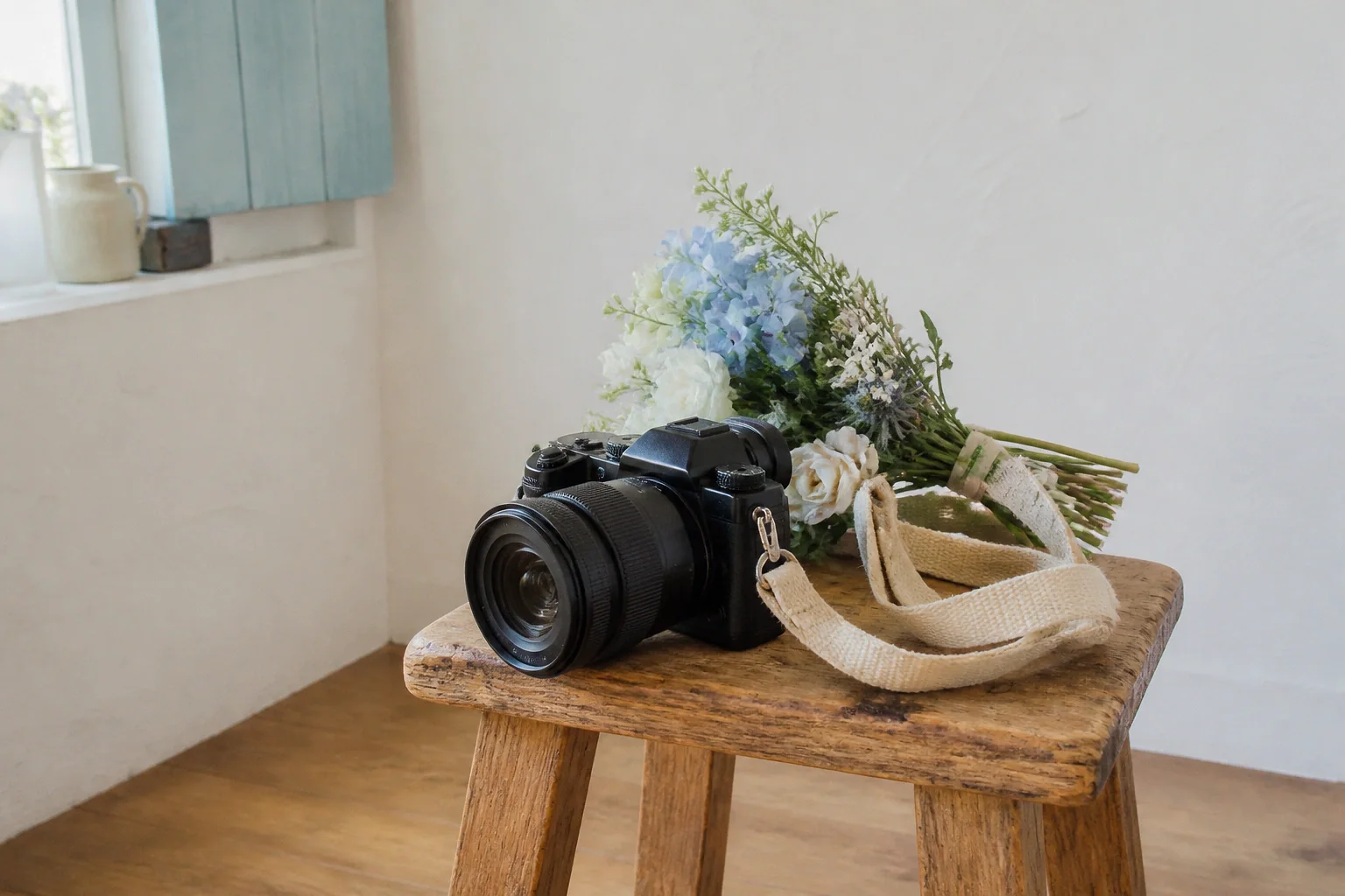 Appareil photo et accessoires de reportage de mariage — illustration générée par IA