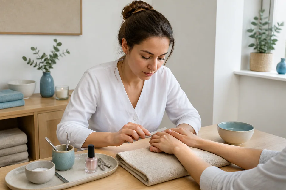 Préparation de soins esthétiques avant un mariage — illustration générée par IA