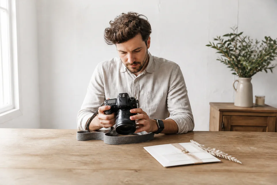 Appareil photo et accessoires de reportage de mariage — illustration générée par IA