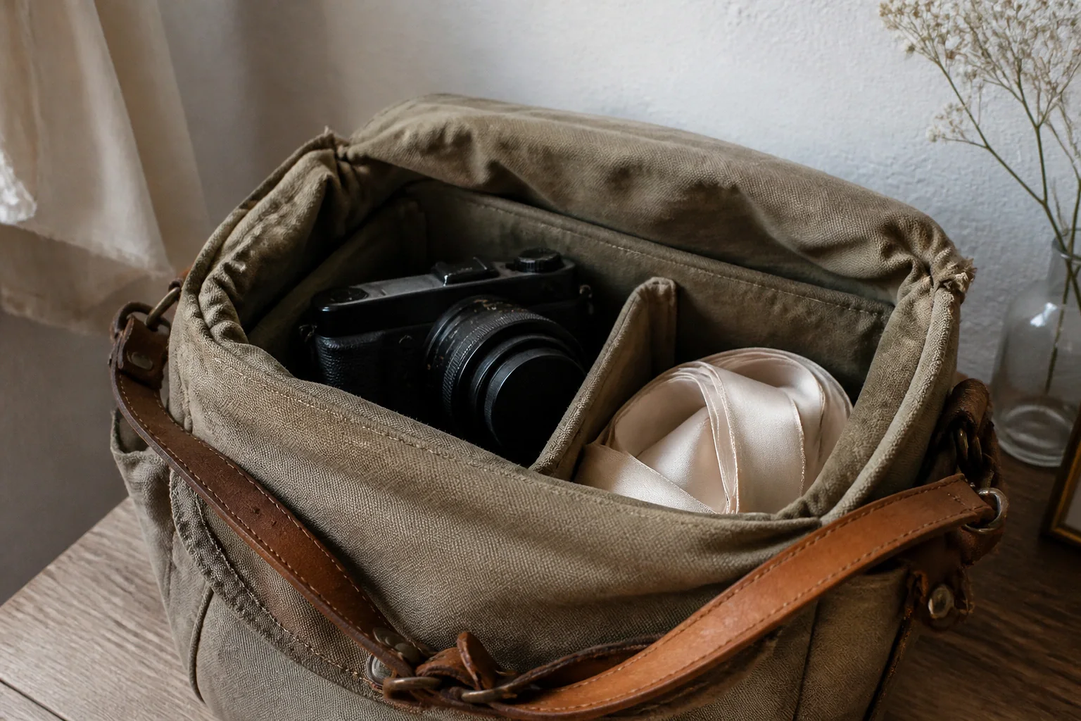 Appareil photo et accessoires de reportage de mariage — illustration générée par IA