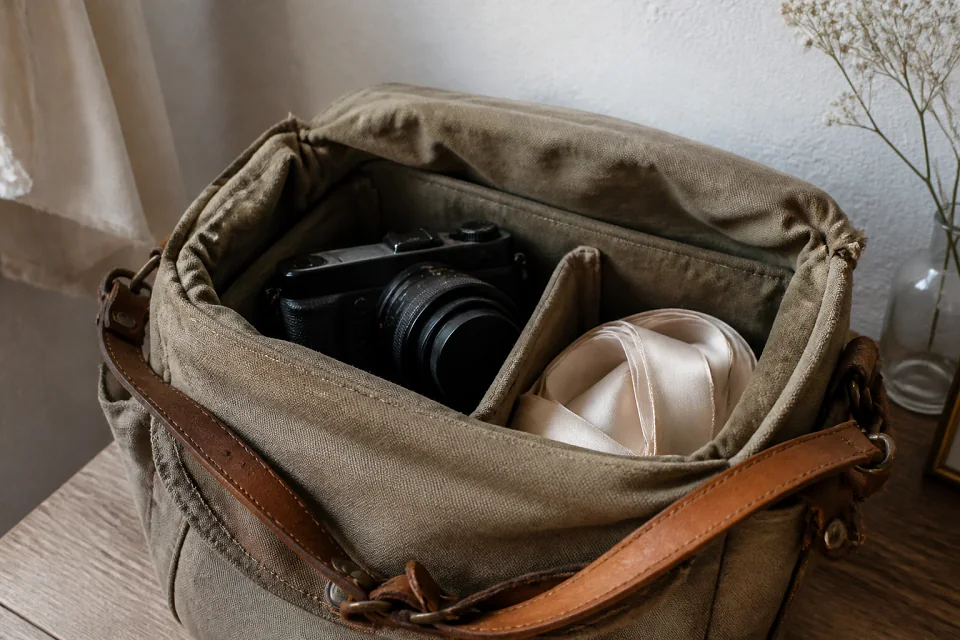 Appareil photo et accessoires de reportage de mariage — illustration générée par IA