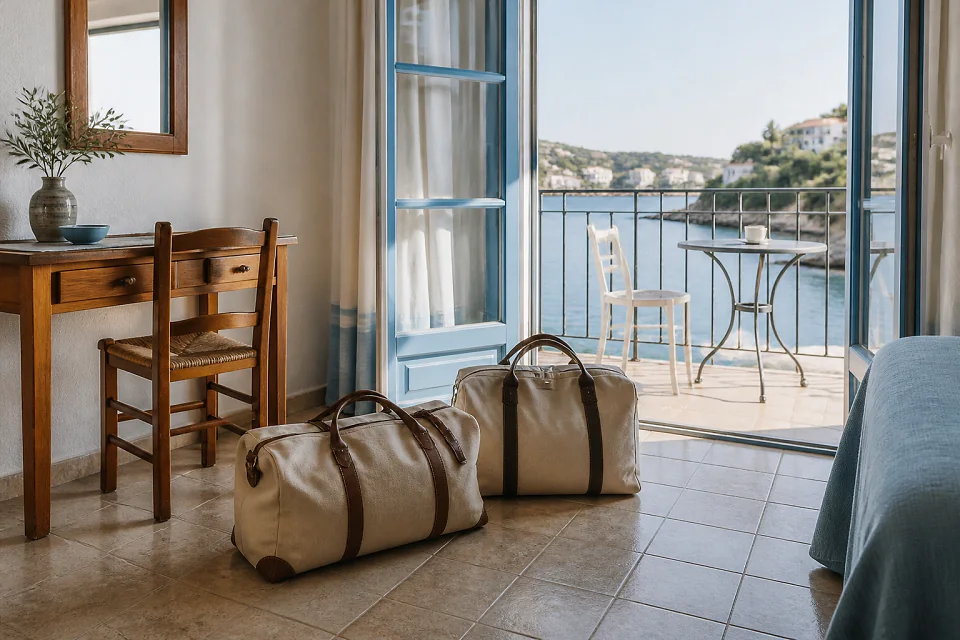 Bagages et hébergement pour un voyage de noces — illustration générée par IA