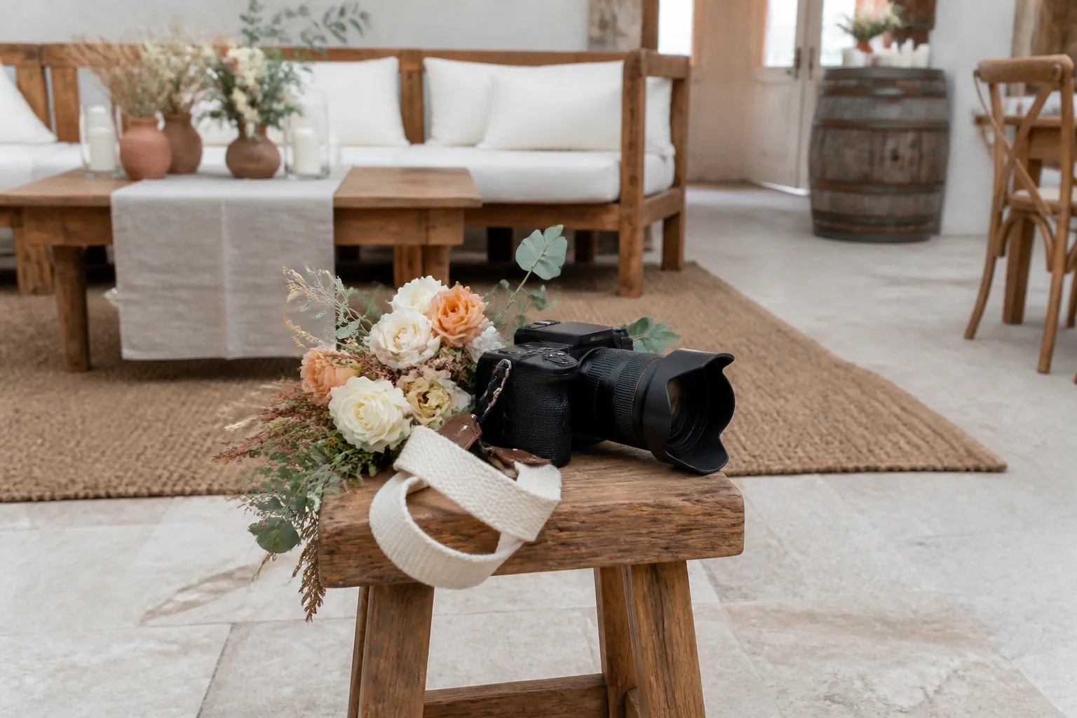 Appareil photo et accessoires de reportage de mariage — illustration générée par IA